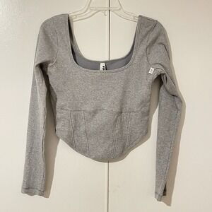 VS PINK Y2K style Cropped Grey Corset top with long sleeves size XL NWT